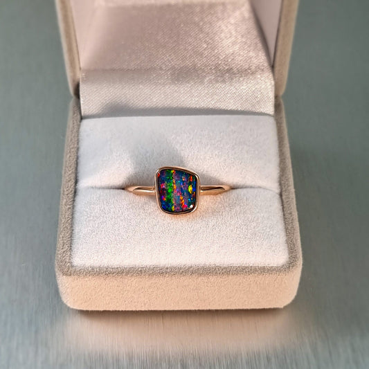 Opal Doublet Rose Gold Ring
