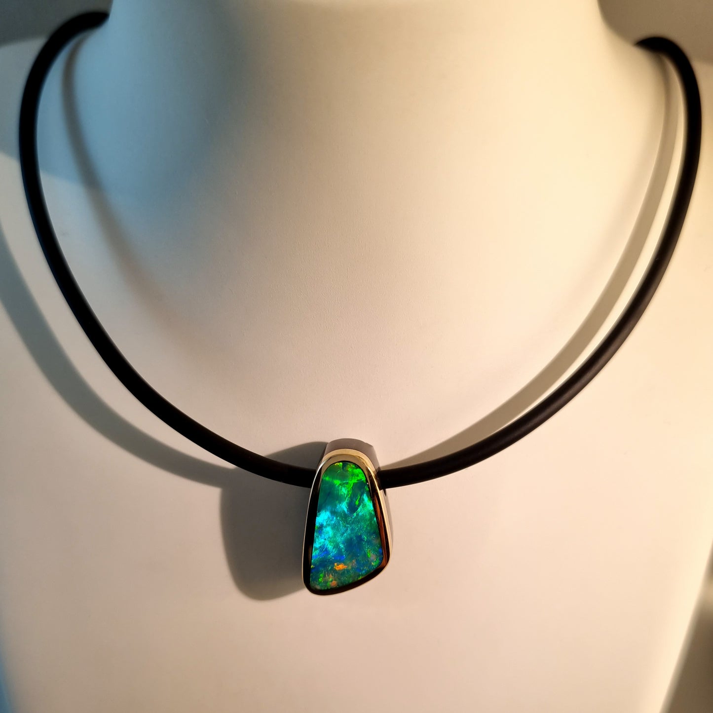 Coober Pedy Opal and Obsidian Pendant