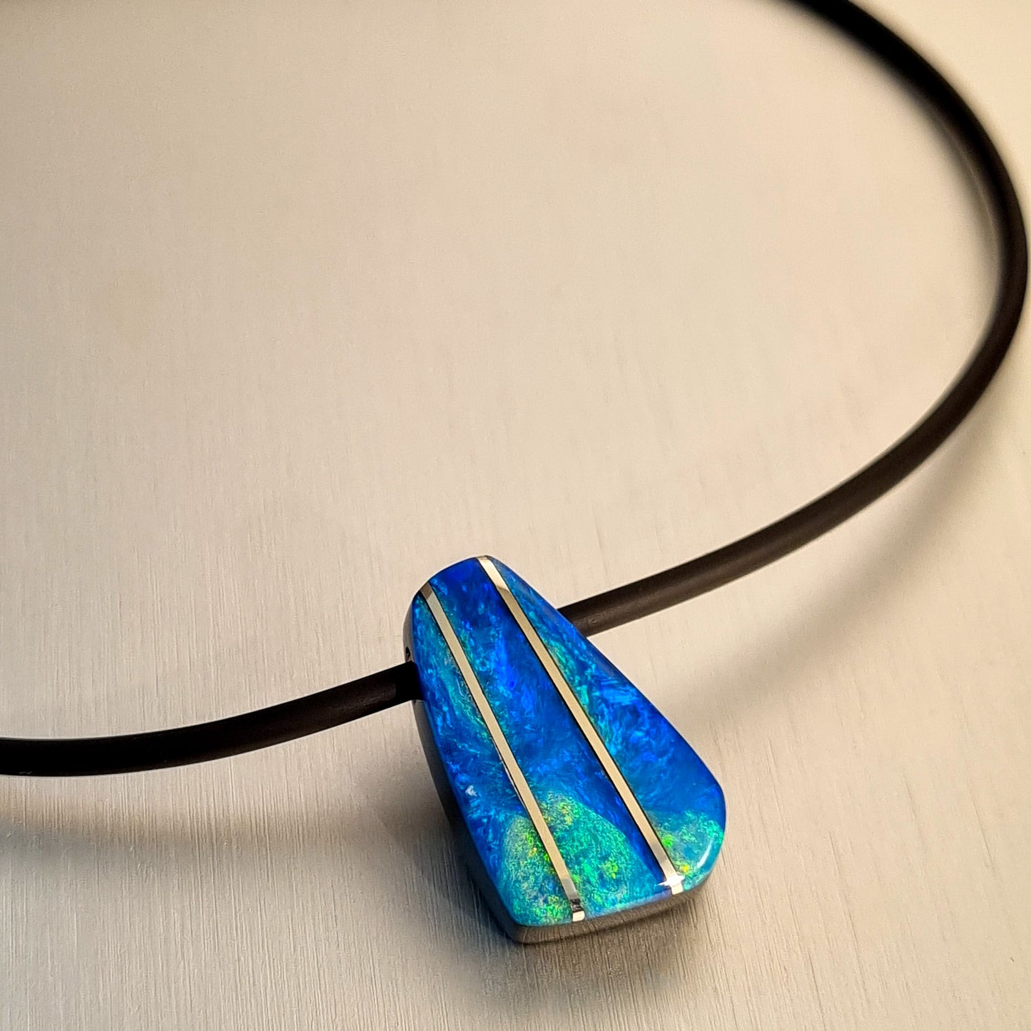 Coober Pedy Opal and Obsidian Pendant