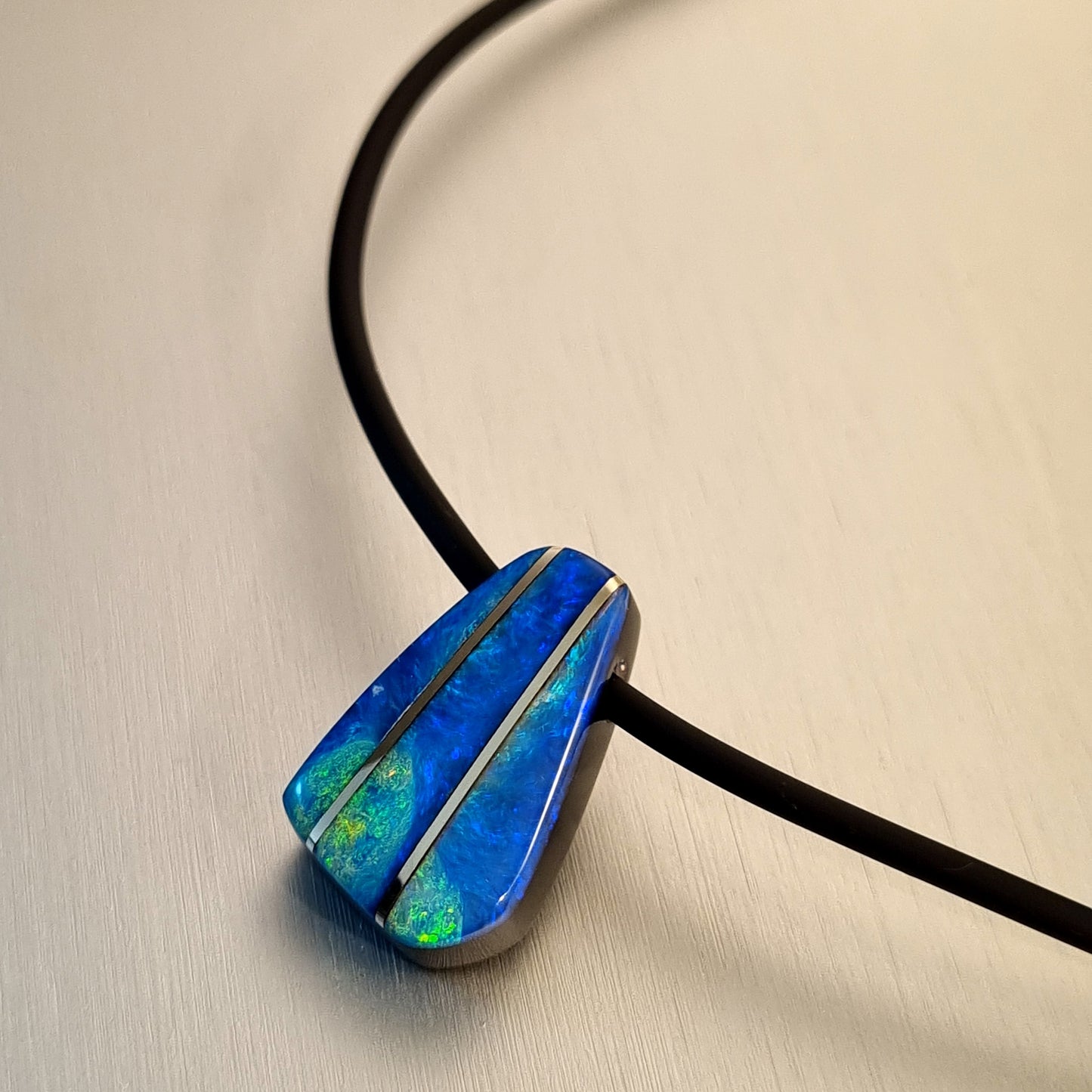 Coober Pedy Opal and Obsidian Pendant