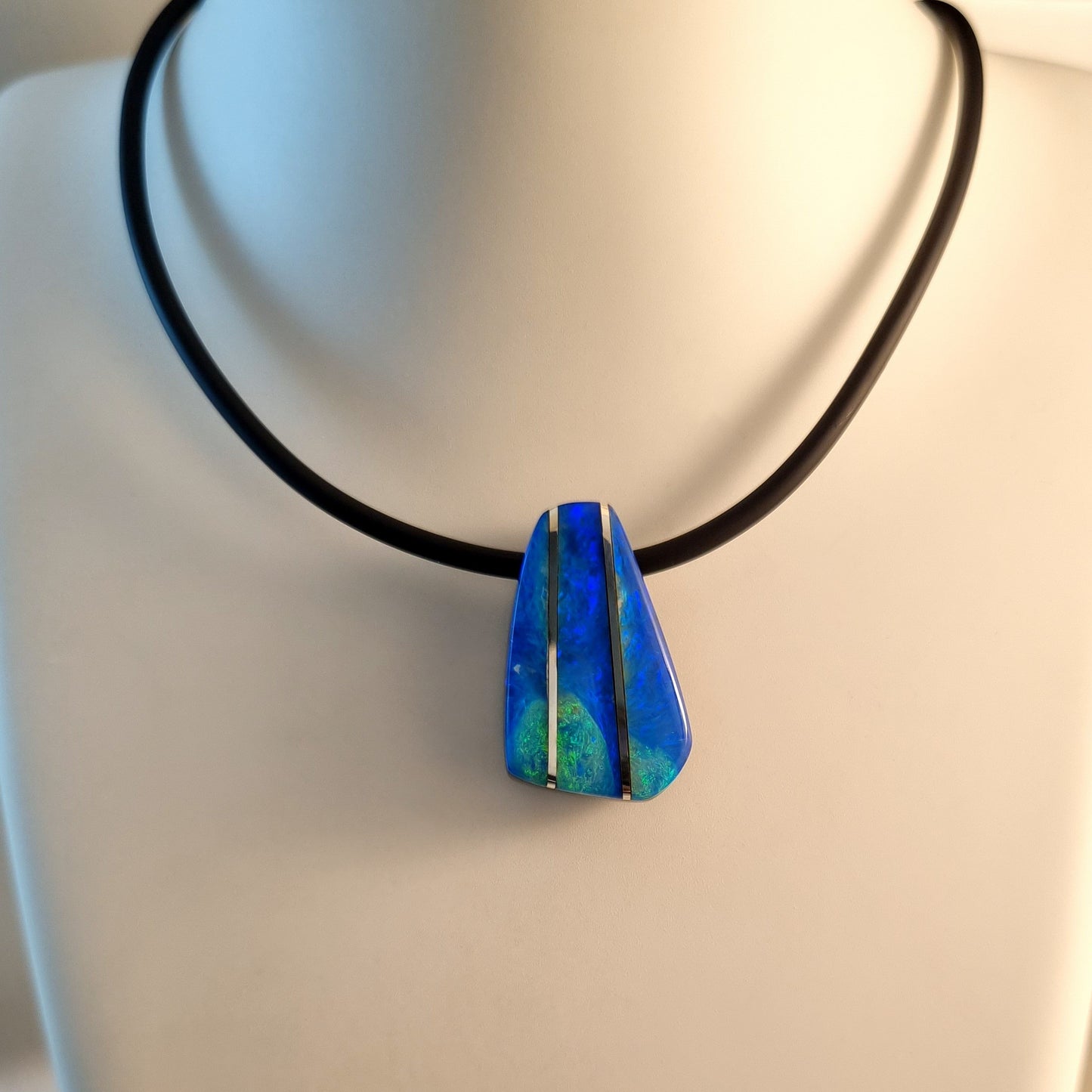 Coober Pedy Opal and Obsidian Pendant