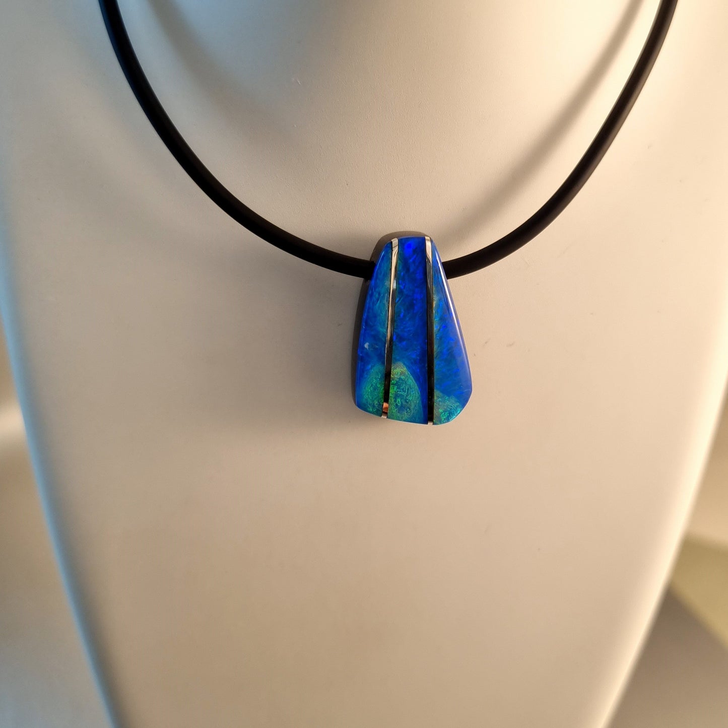 Coober Pedy Opal and Obsidian Pendant