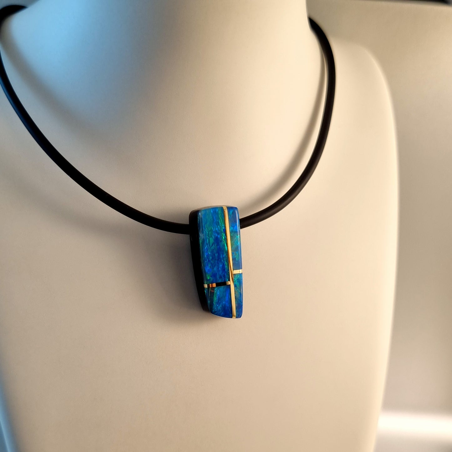 Coober Pedy Opal and Obsidian Pendant
