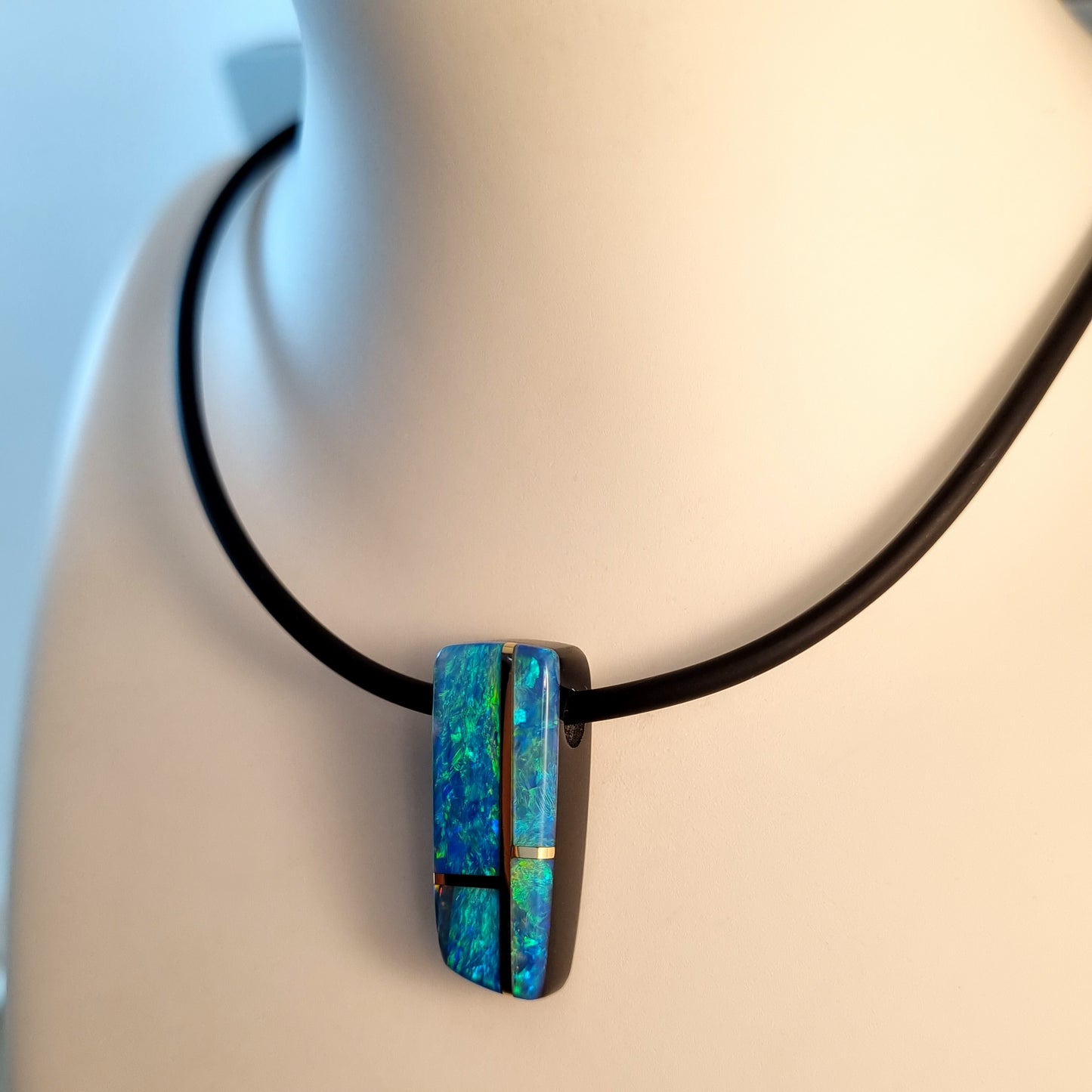 Coober Pedy Opal and Obsidian Pendant