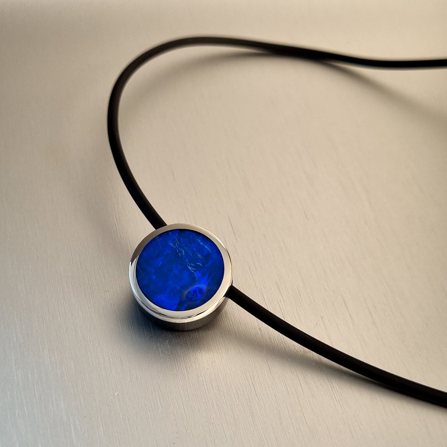 Mintabie Opal and Obsidian Pendant