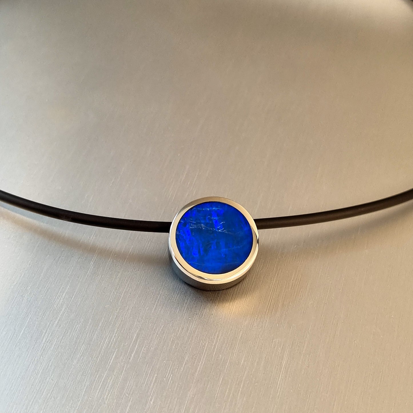 Mintabie Opal and Obsidian Pendant