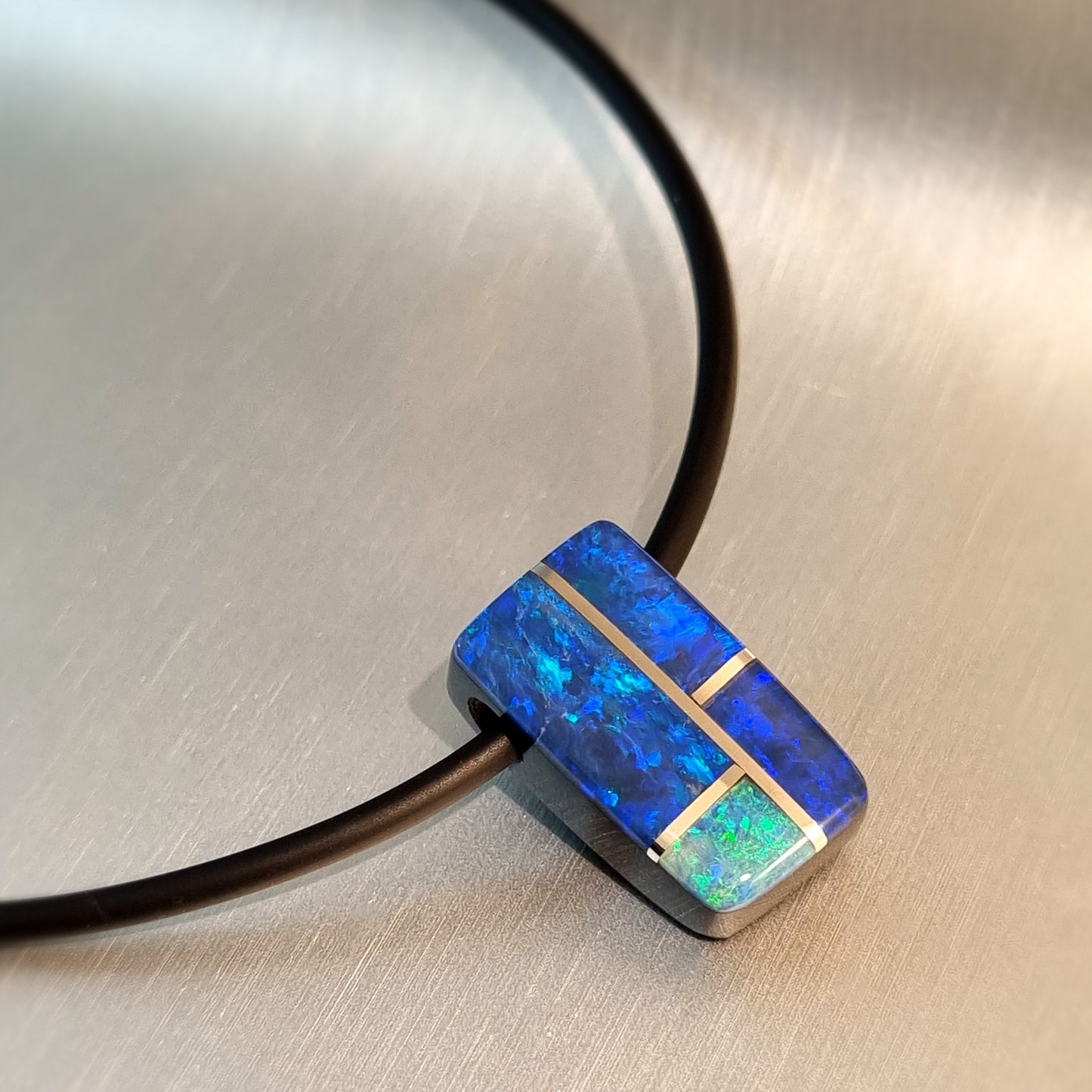 Coober Pedy Opal and Obsidian Pendant