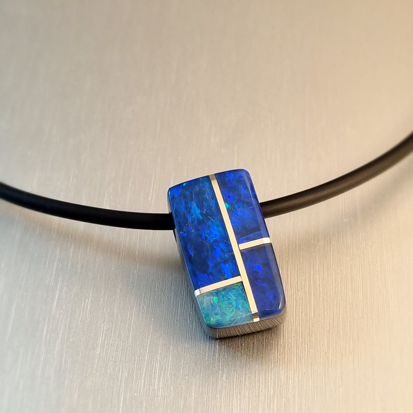 Coober Pedy Opal and Obsidian Pendant