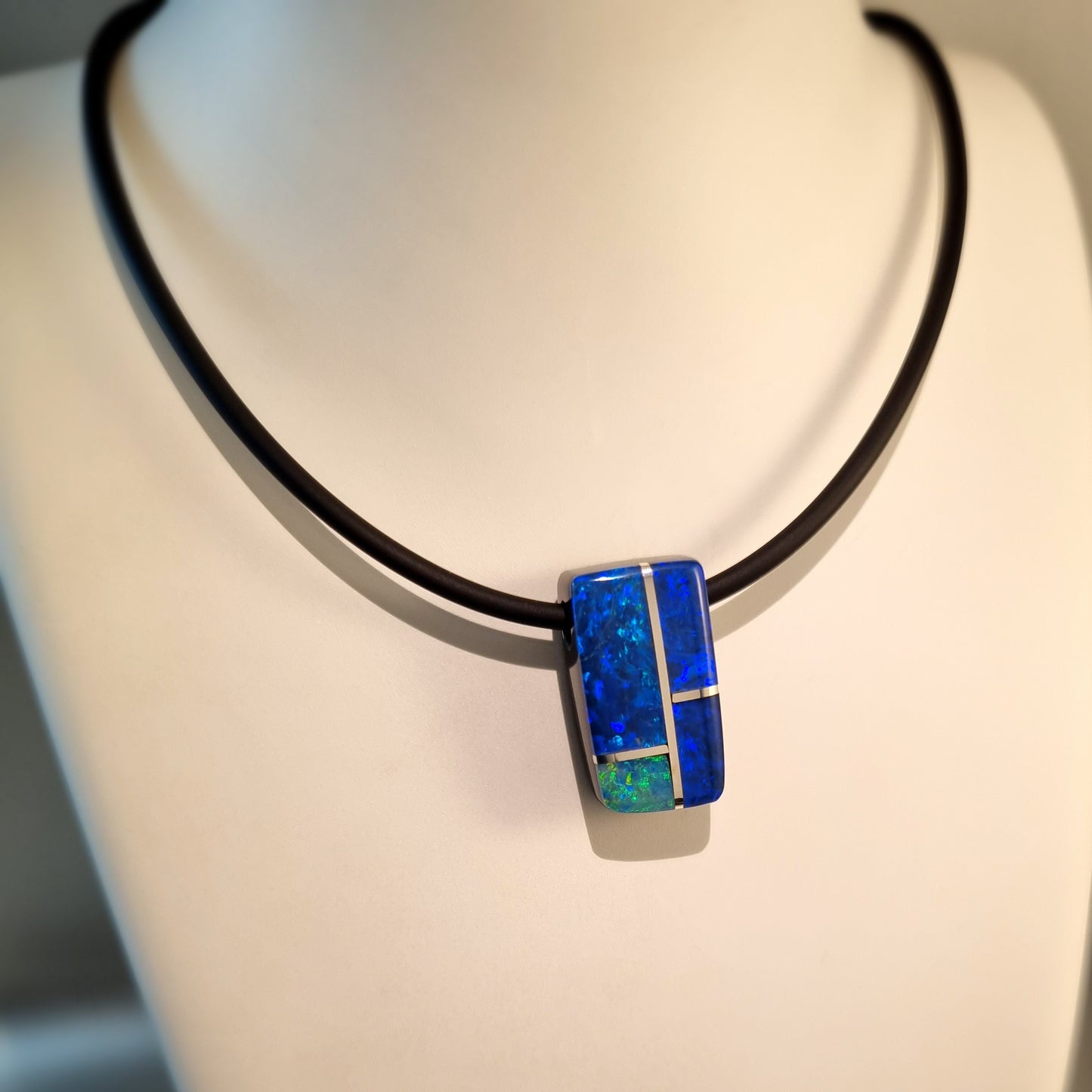 Coober Pedy Opal and Obsidian Pendant