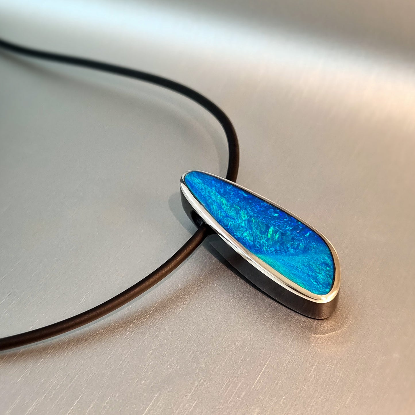 Coober Pedy Opal and Obsidian Pendant