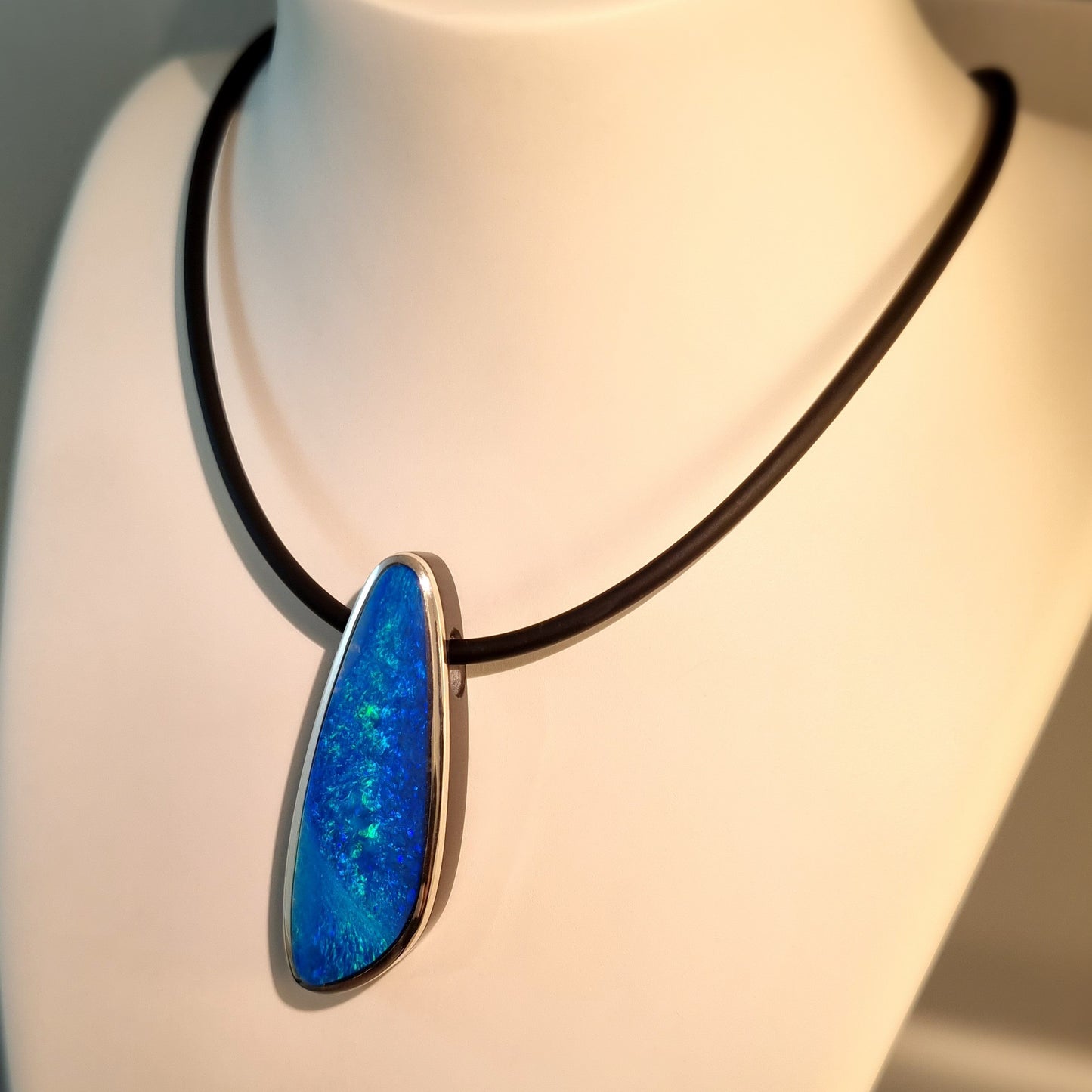 Coober Pedy Opal and Obsidian Pendant