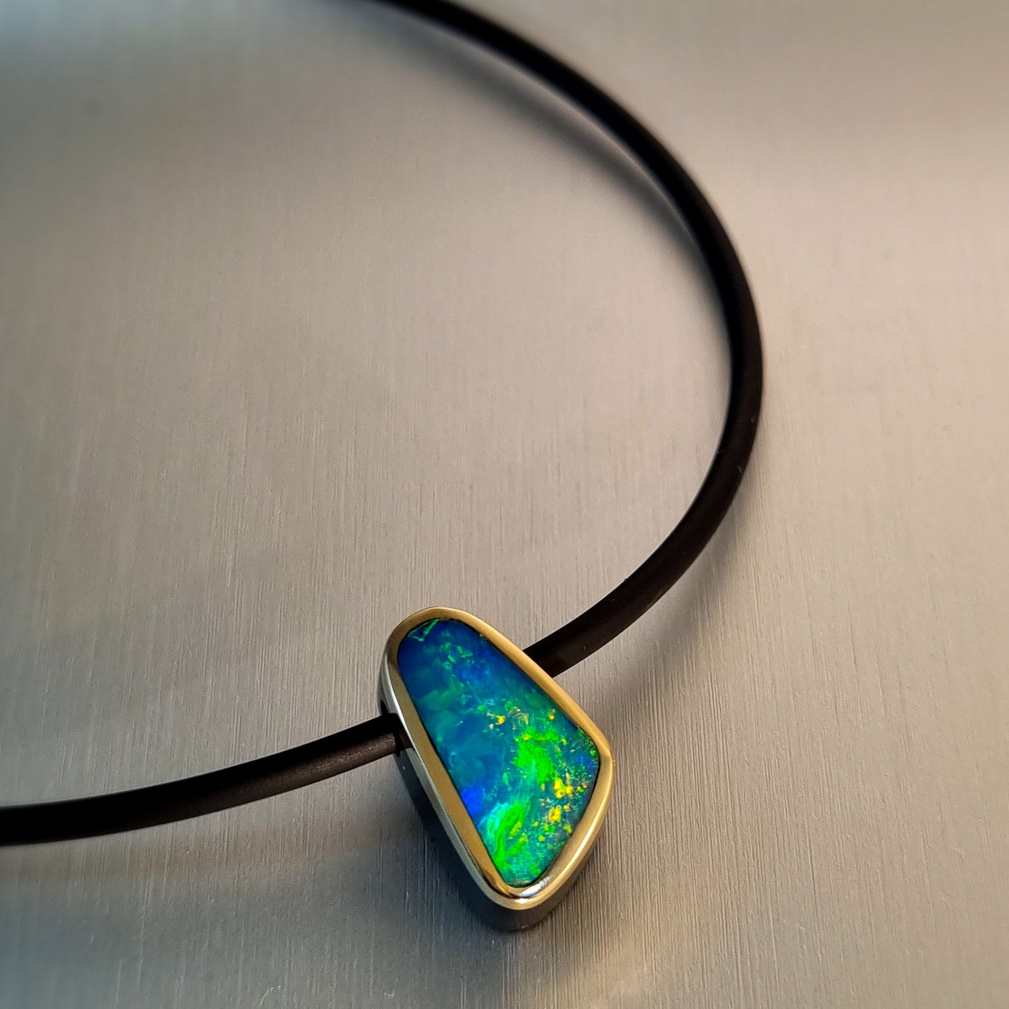 Coober Pedy Opal and Obsidian Pendant