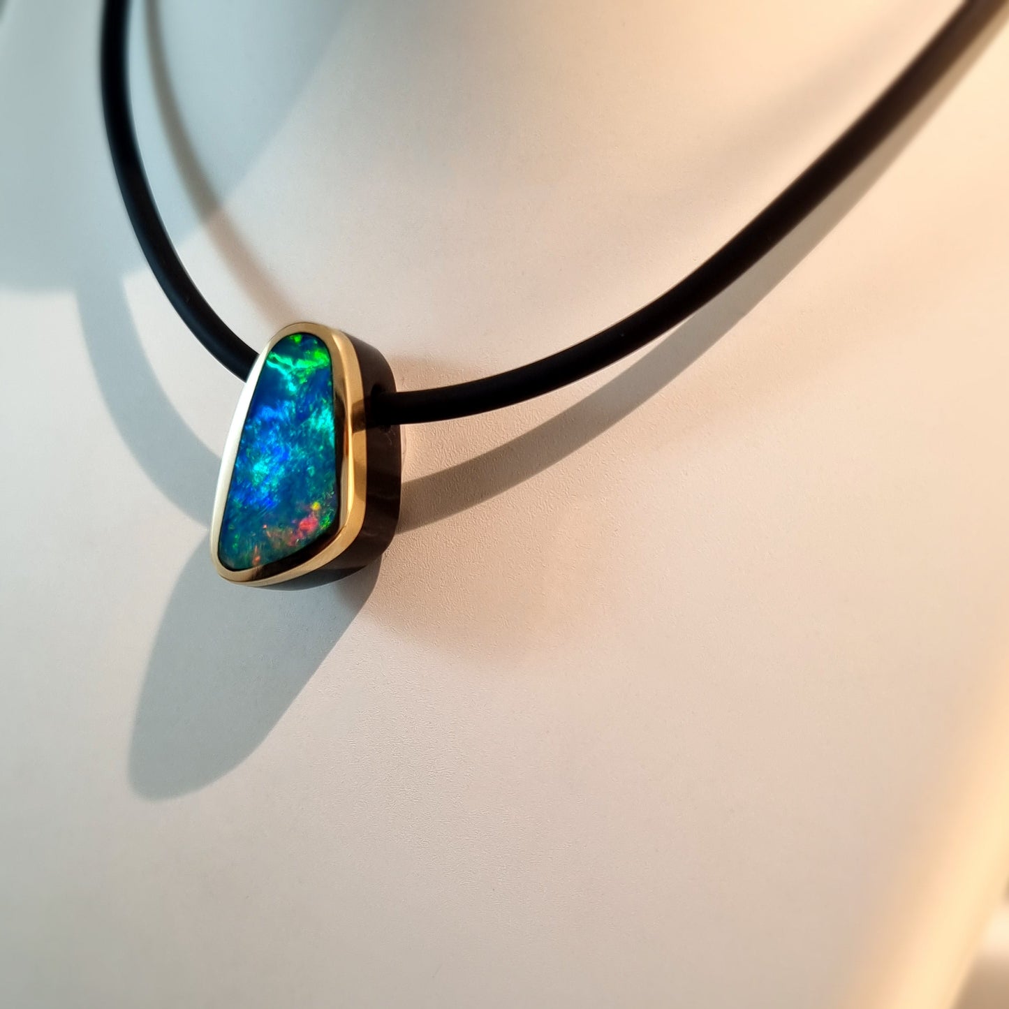 Coober Pedy Opal and Obsidian Pendant