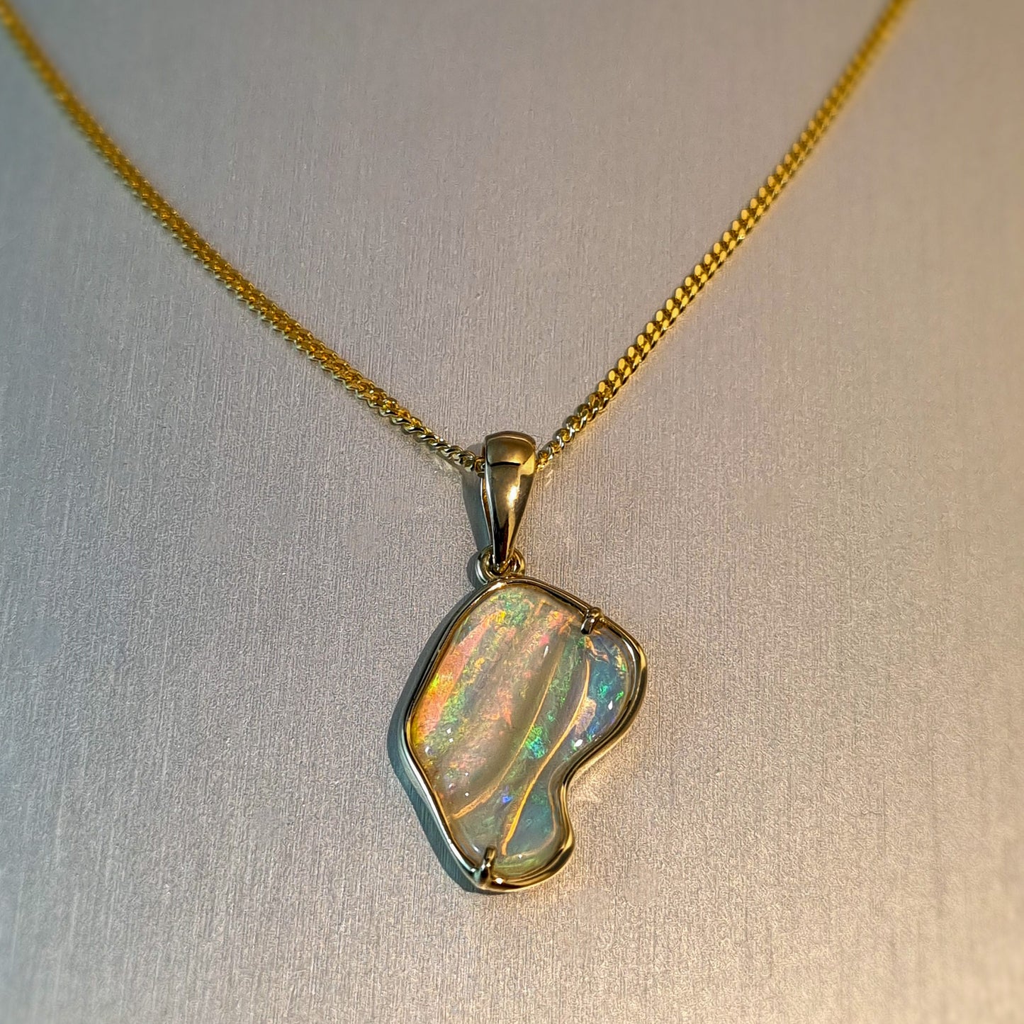 Coober Pedy Solid Carved Opal Pendant