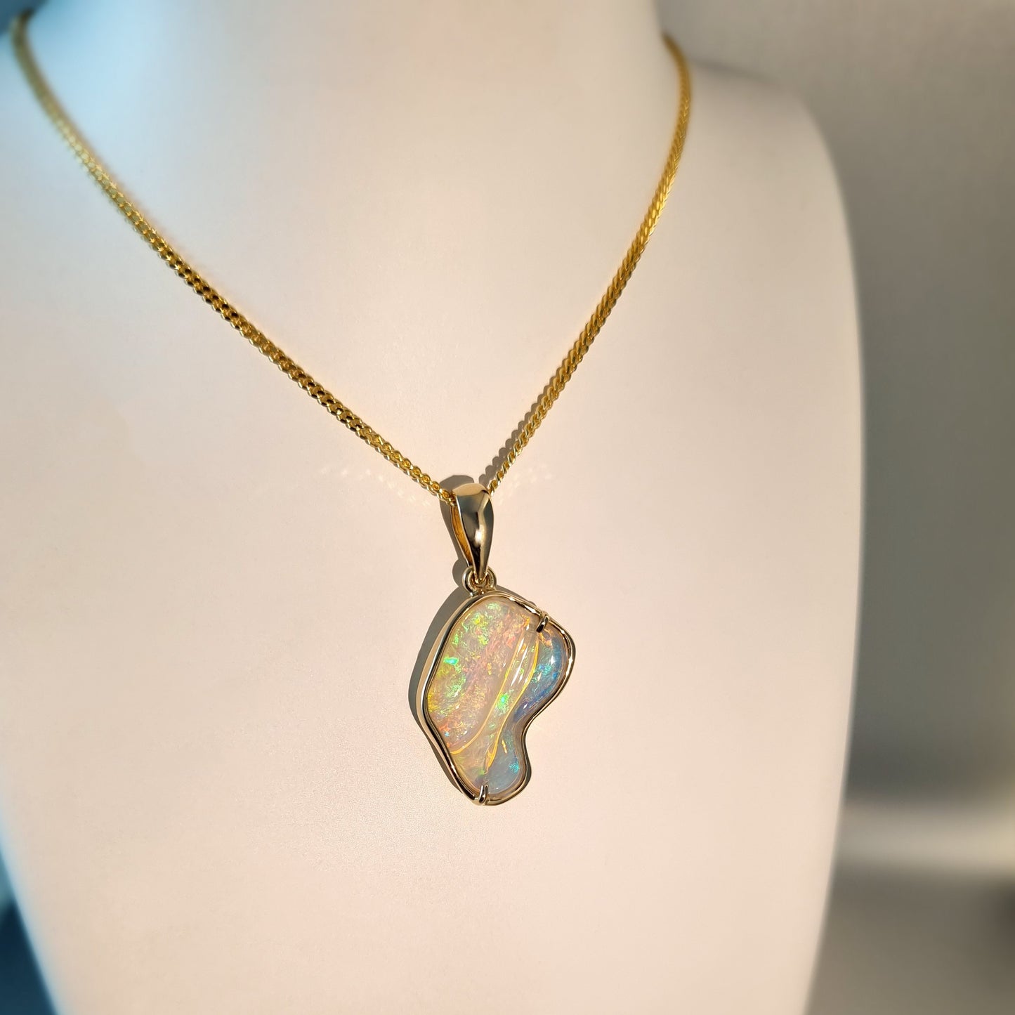 Coober Pedy Solid Carved Opal Pendant
