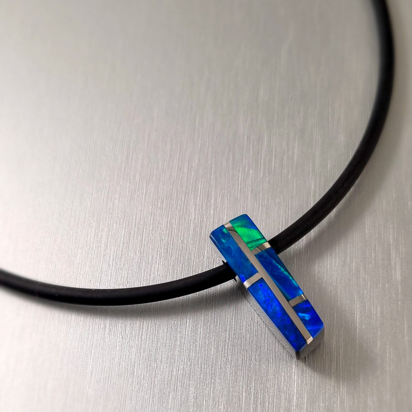 Coober Pedy Opal and Obsidian Pendant