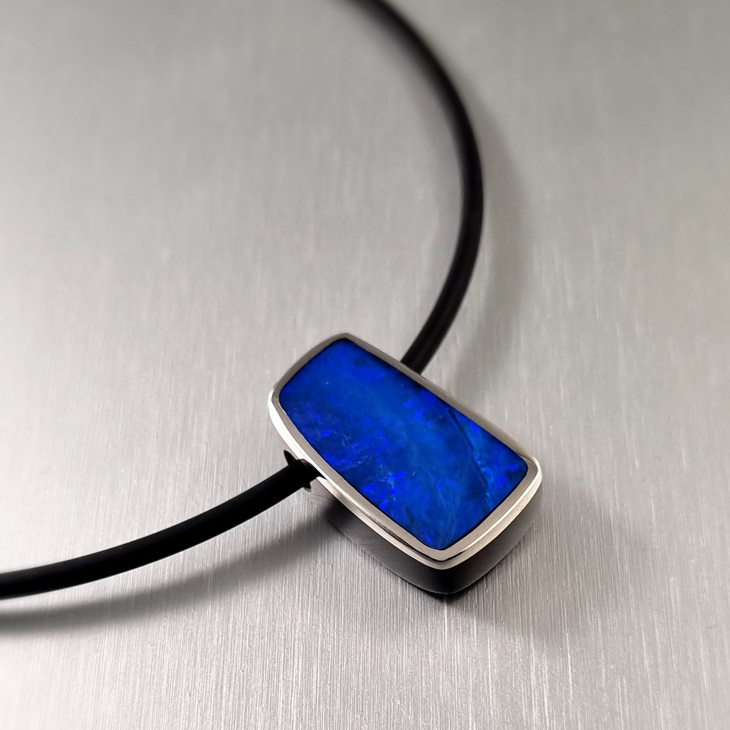 Coober Pedy Opal and Obsidian Pendant