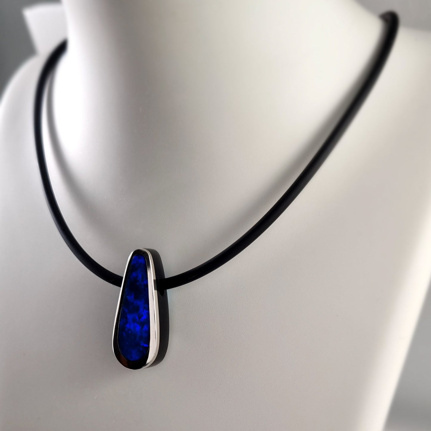 Coober Pedy Opal and Obsidian Pendant