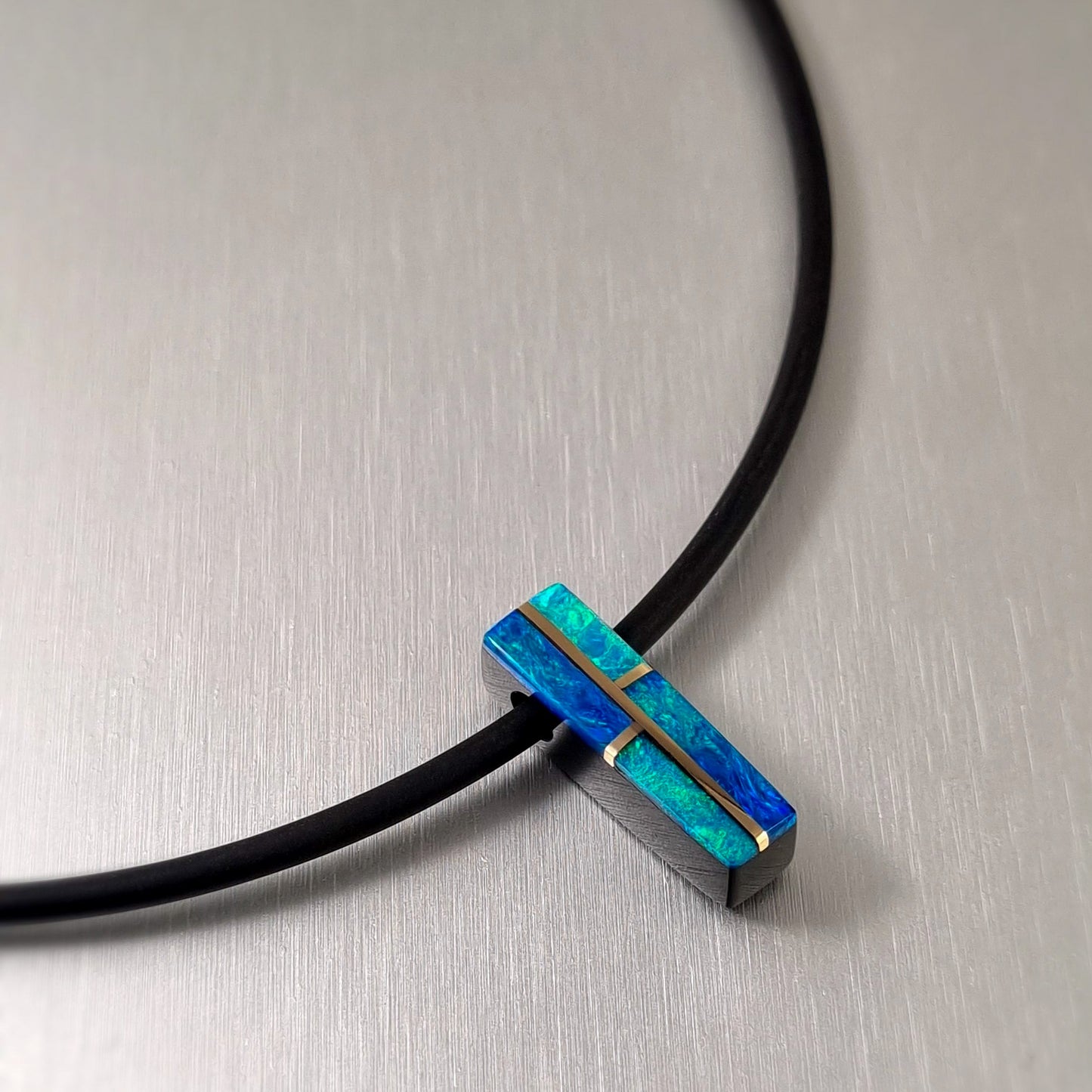 Coober Pedy Opal and Obsidian Pendant
