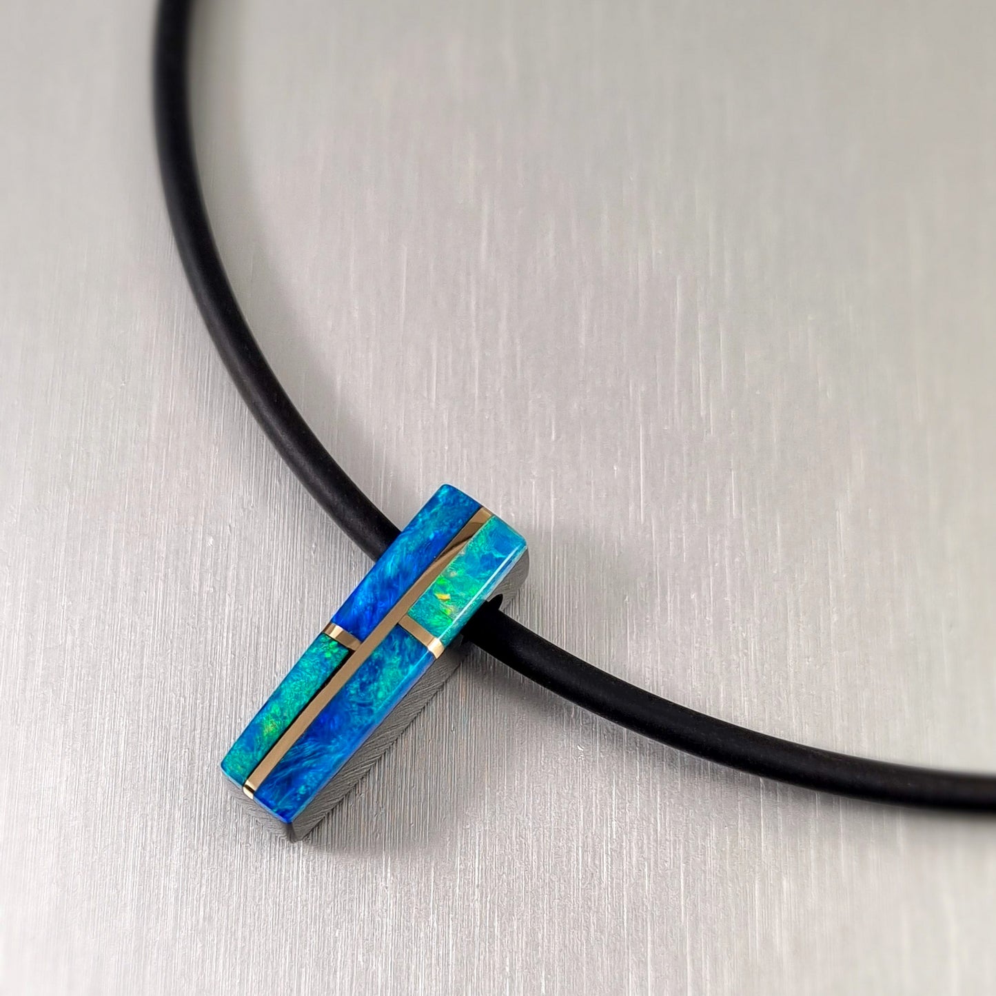 Coober Pedy Opal and Obsidian Pendant