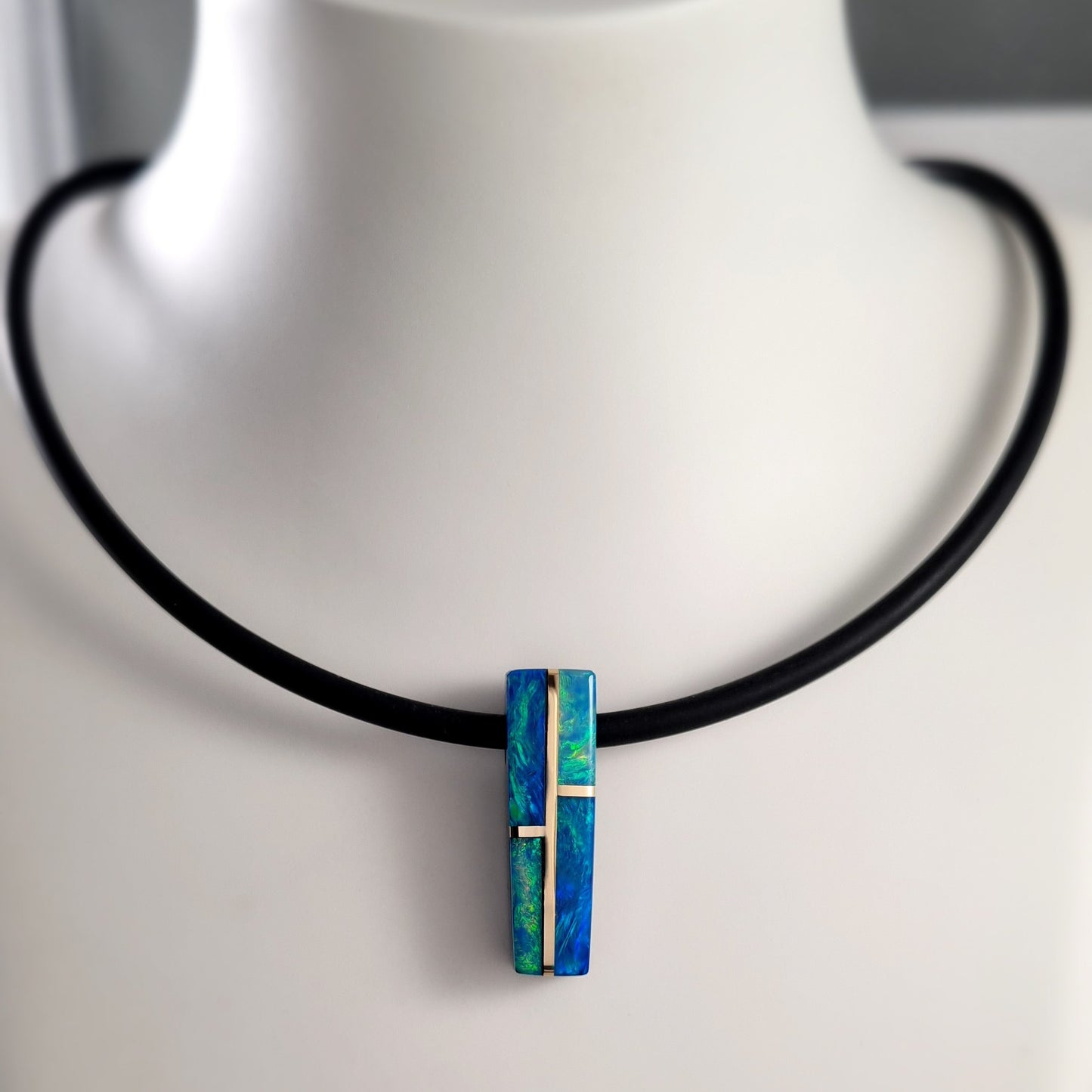 Coober Pedy Opal and Obsidian Pendant