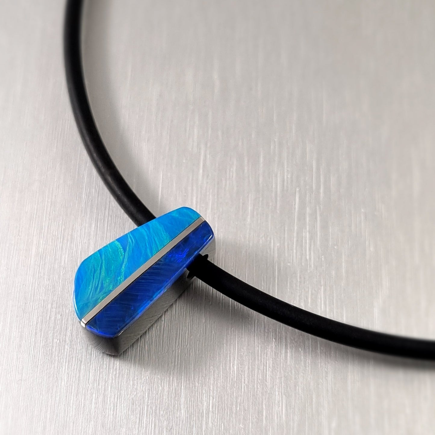 Coober Pedy Opal and Obsidian Pendant