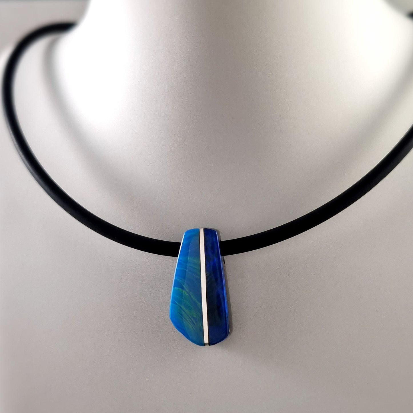 Coober Pedy Opal and Obsidian Pendant