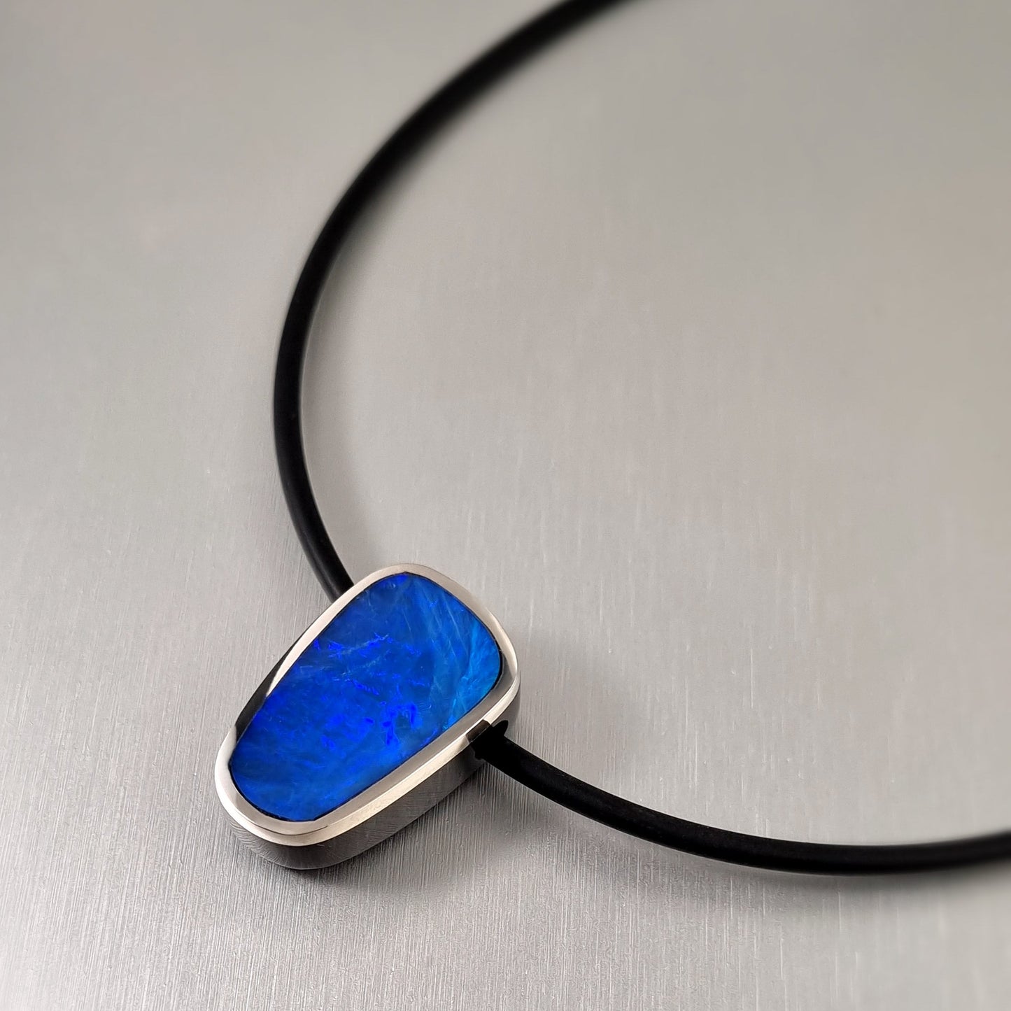 Coober Pedy Opal and Obsidian Pendant