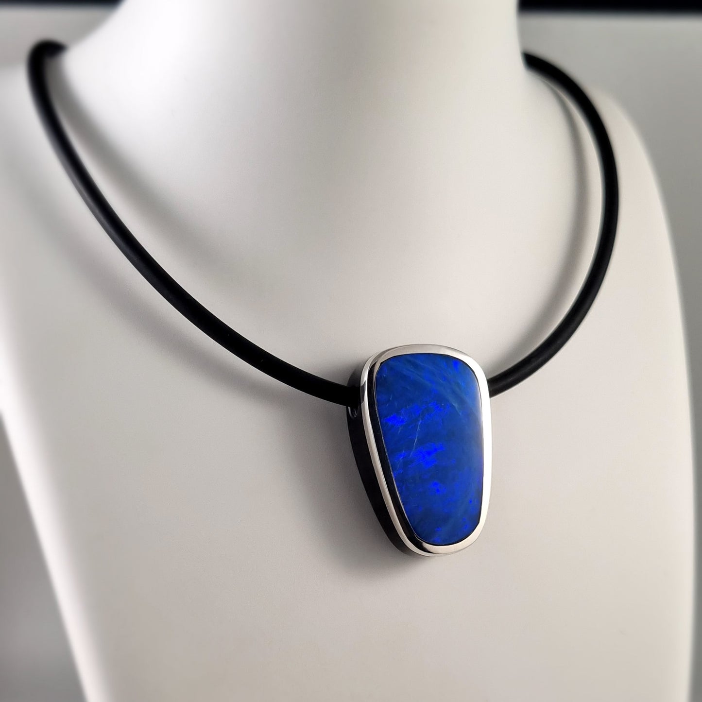 Coober Pedy Opal and Obsidian Pendant