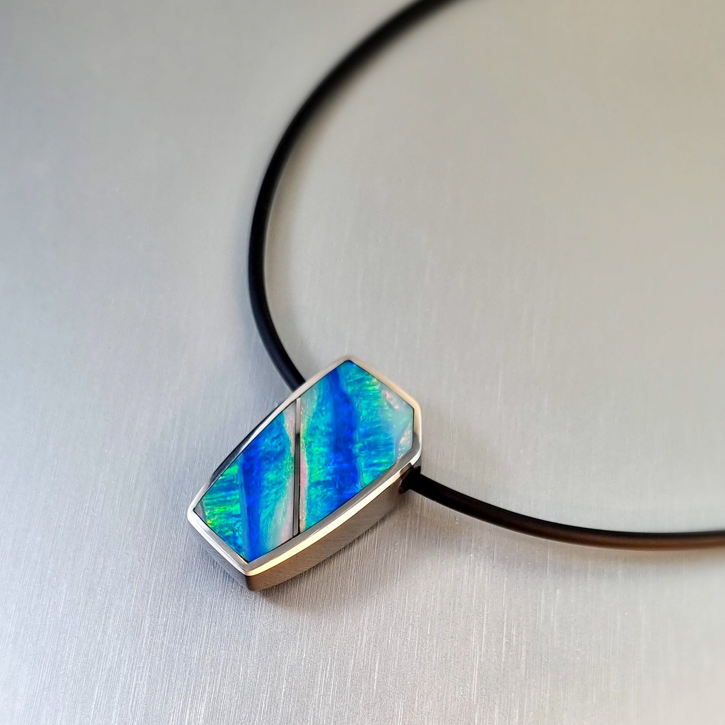 Coober Pedy Opal and Obsidian Pendant