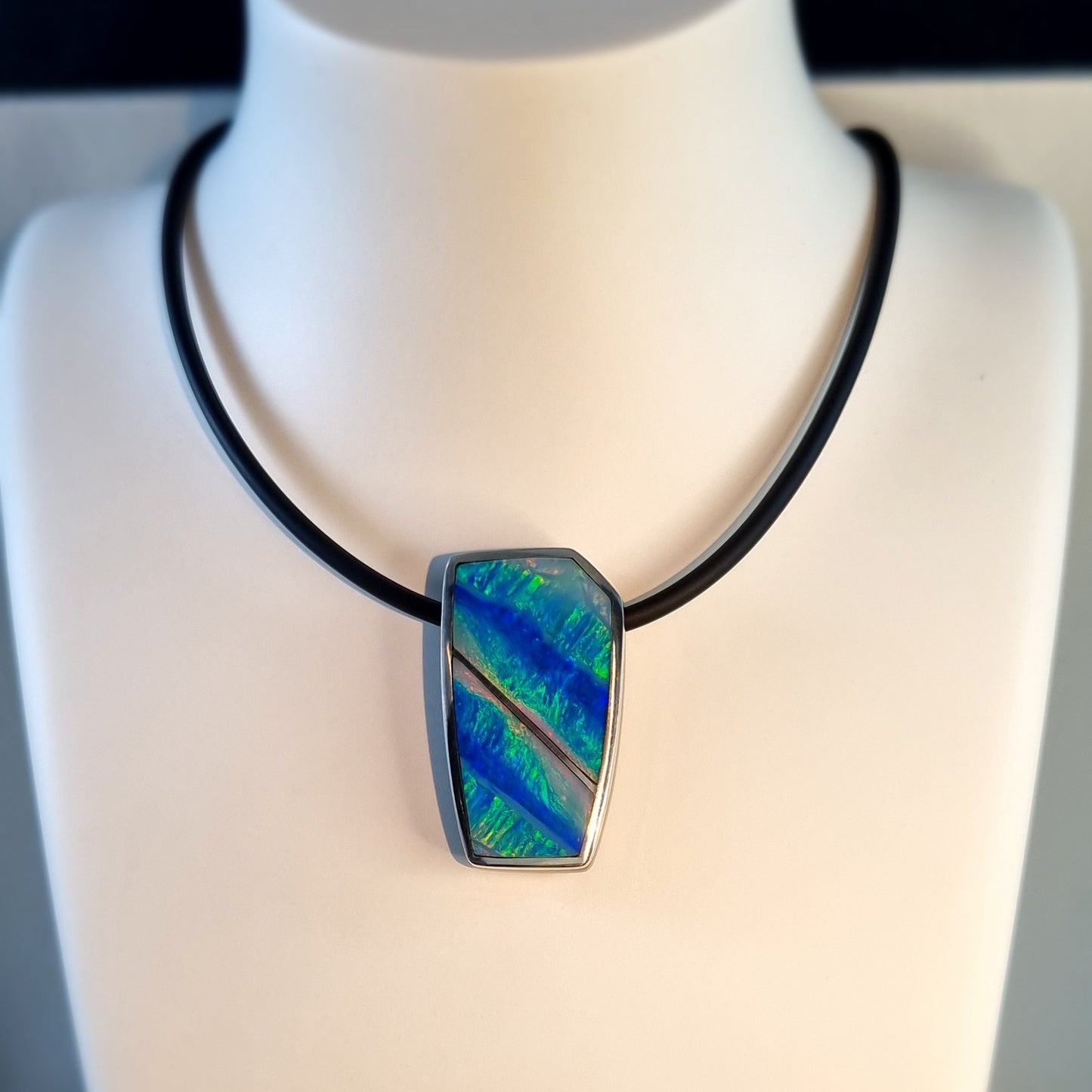 Coober Pedy Opal and Obsidian Pendant