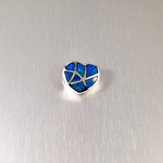 Silver Opal Inlay Heart Pendant