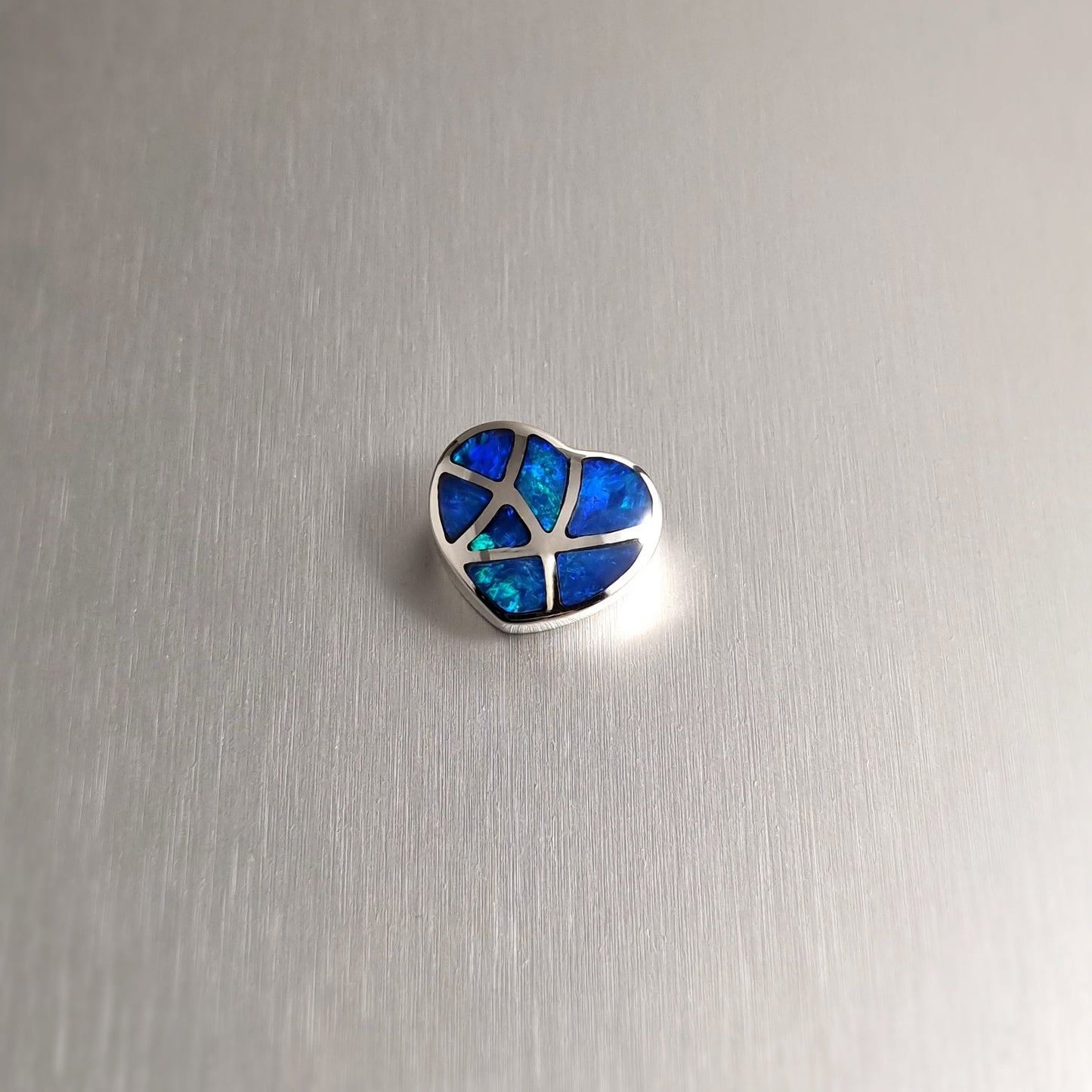 Silver Opal Inlay Heart Pendant