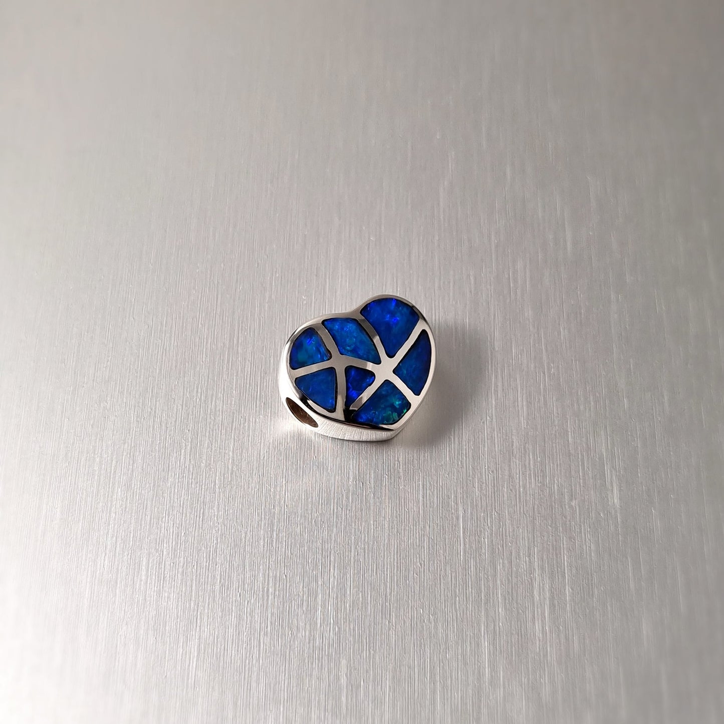 Silver Opal Inlay Heart Pendant