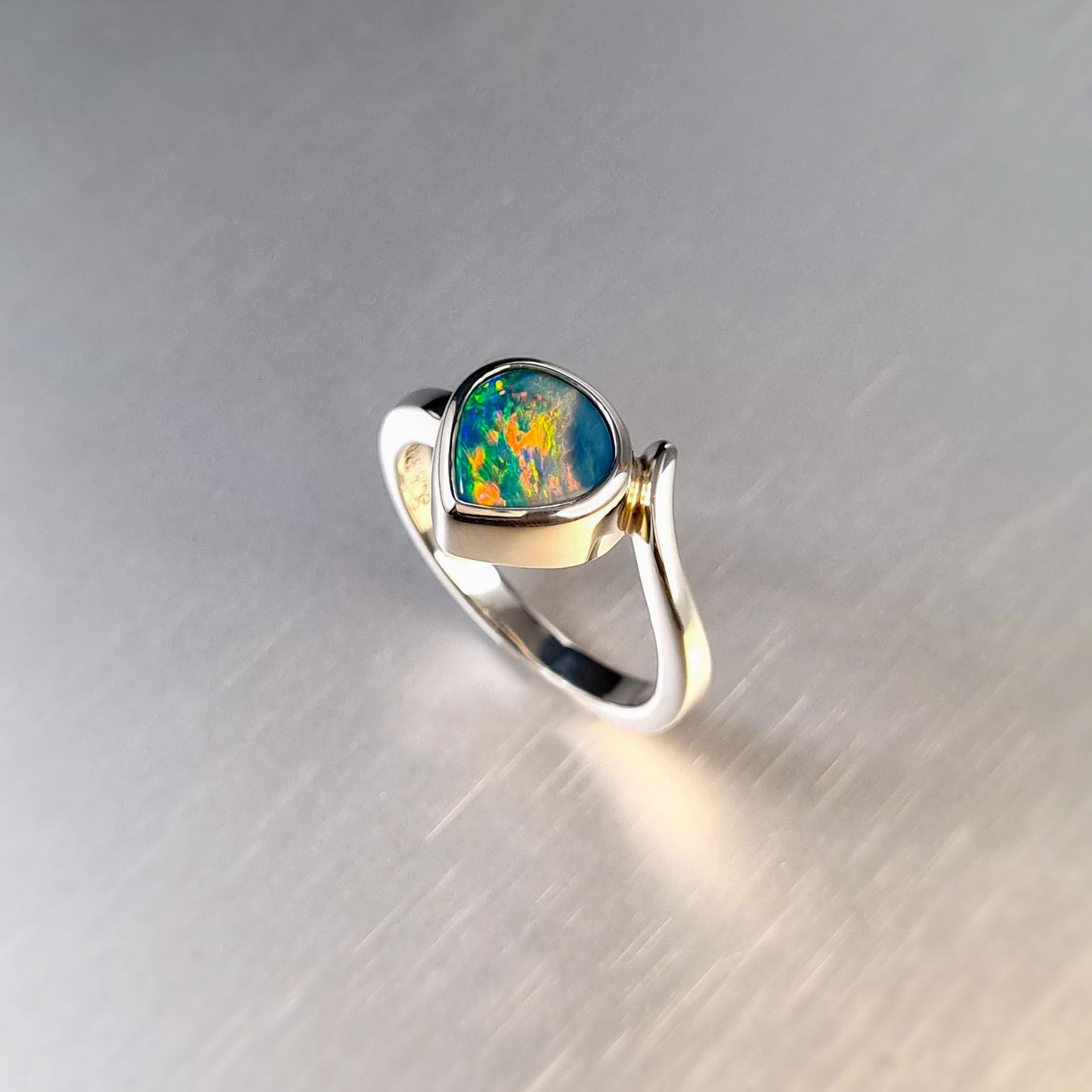 Teardrop Opal Doublet Ring