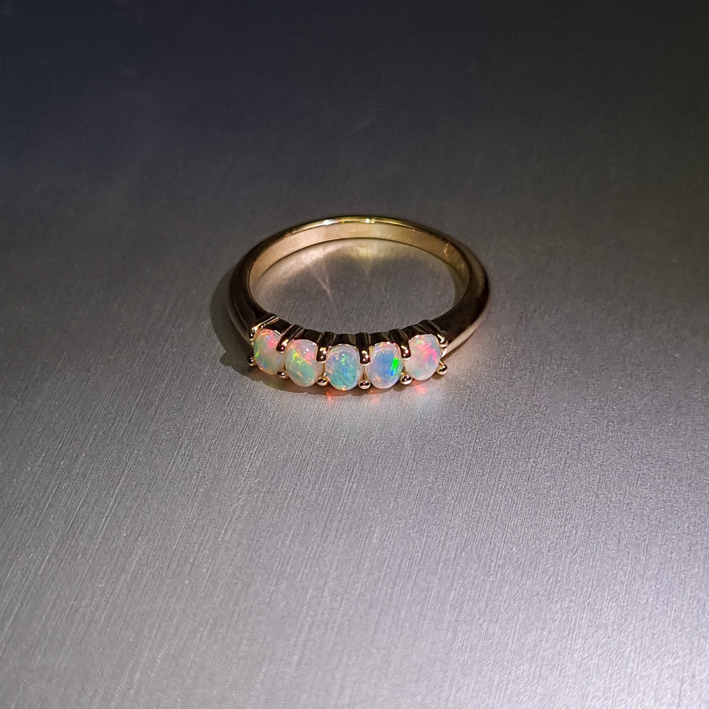 Five Stone Solid Opal Gold Ring