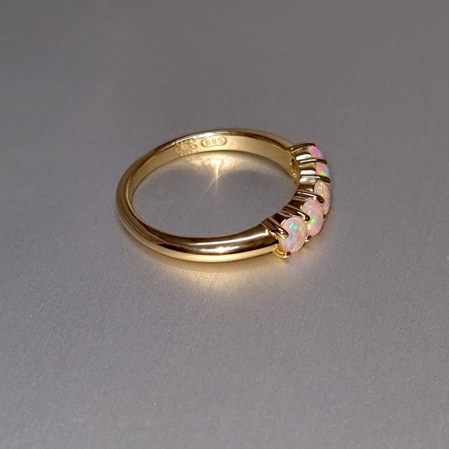 Five Stone Solid Opal Gold Ring