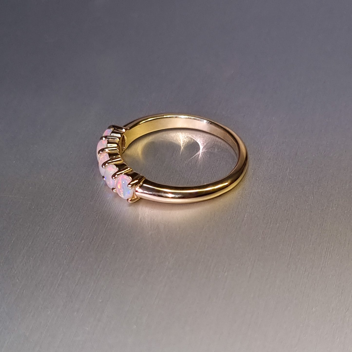 Five Stone Solid Opal Gold Ring