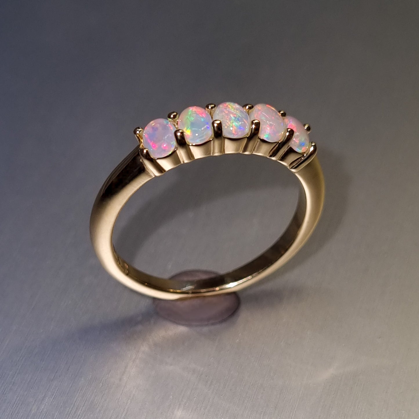 Five Stone Solid Opal Gold Ring