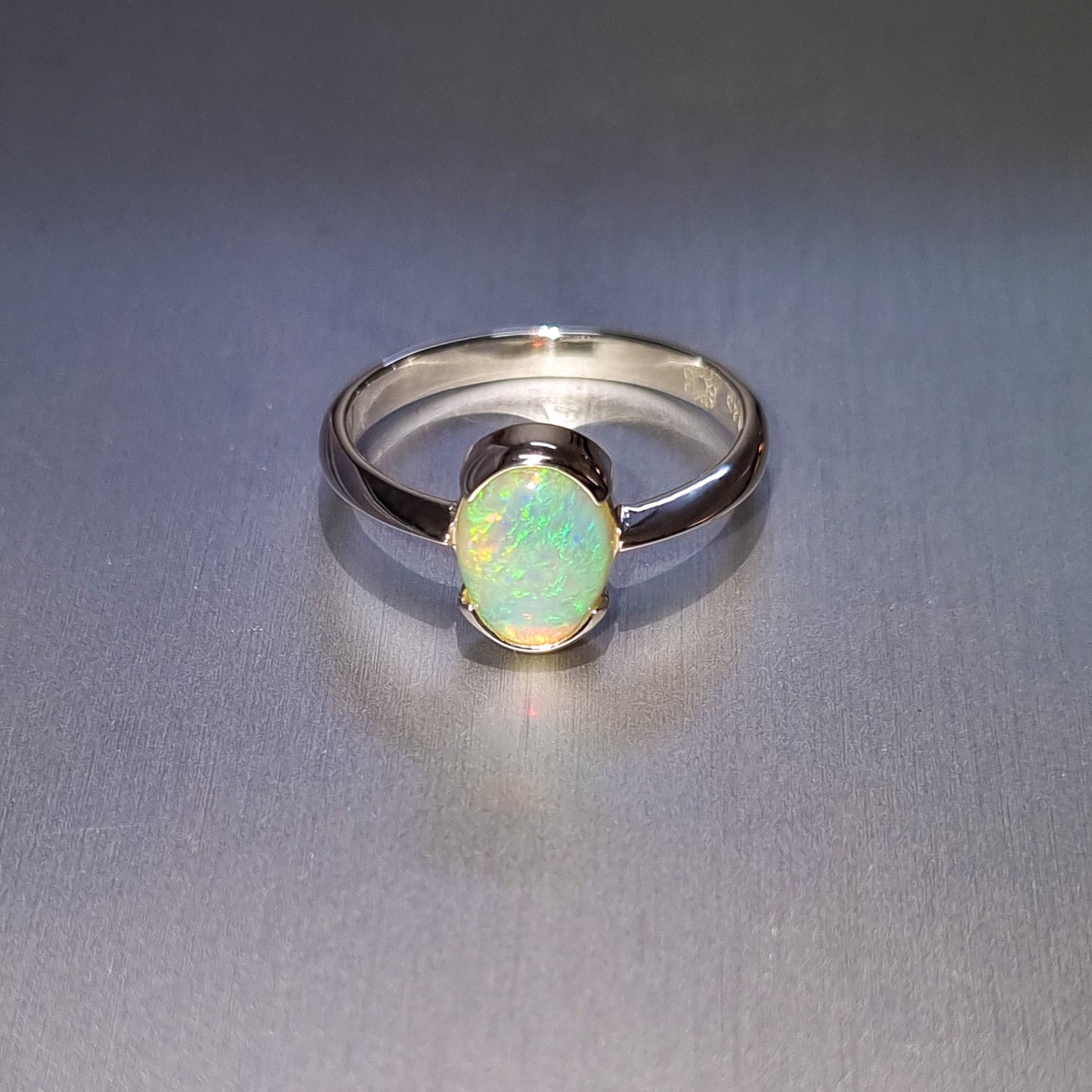 Solid Opal Silver Ring