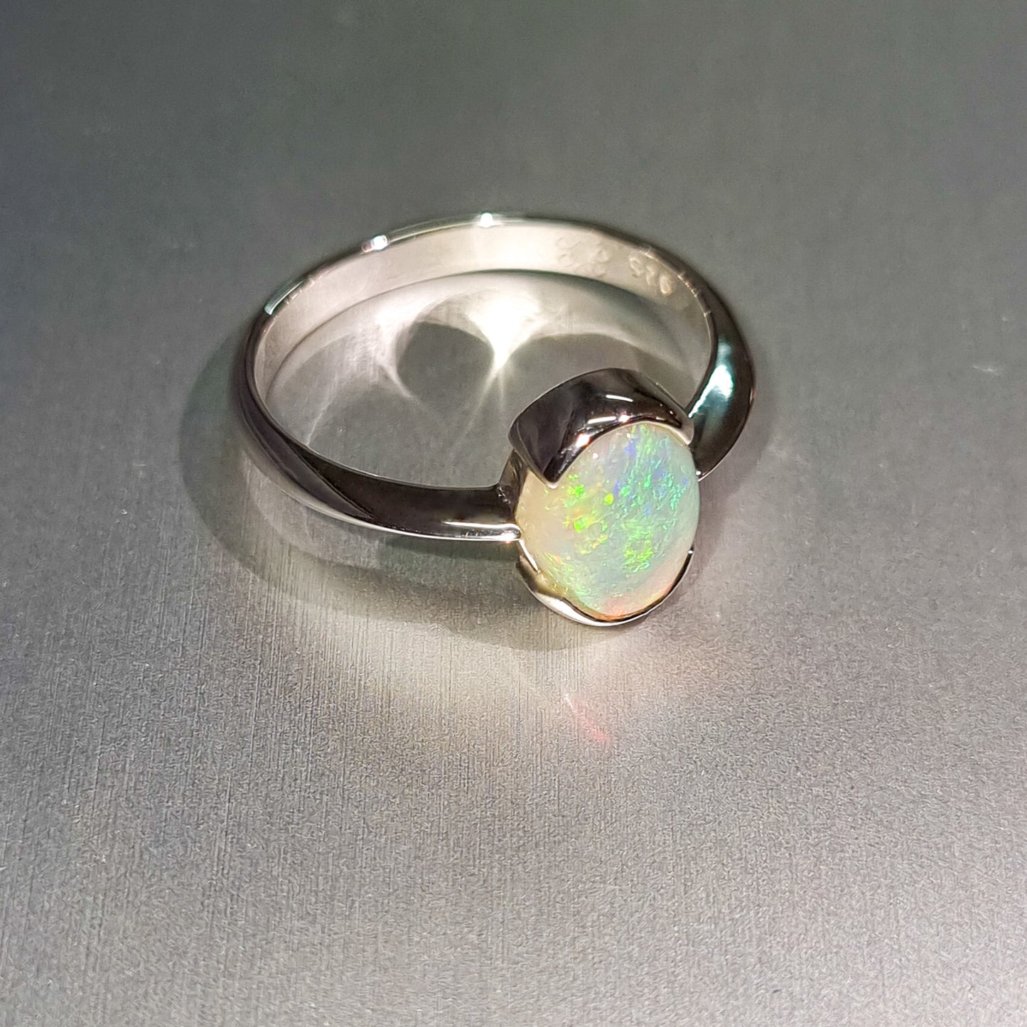 Solid Opal Silver Ring