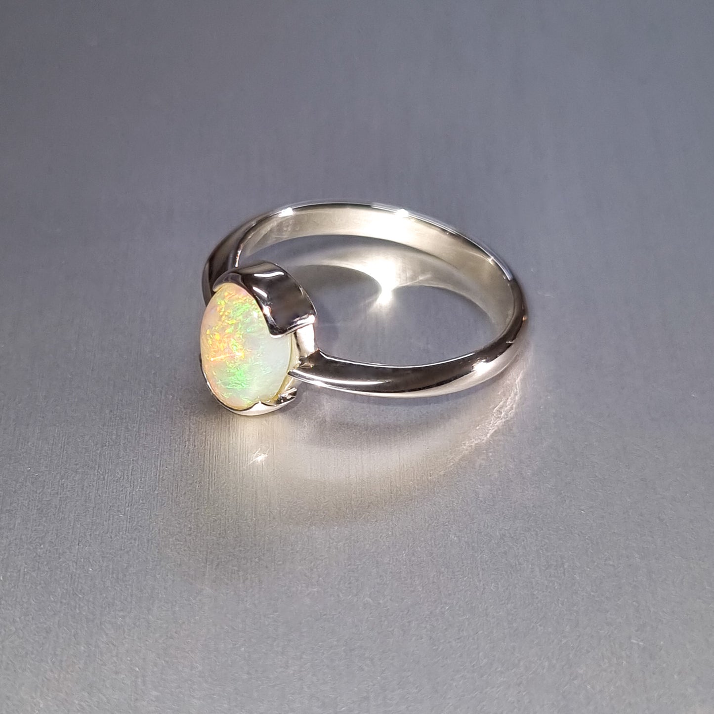 Solid Opal Silver Ring