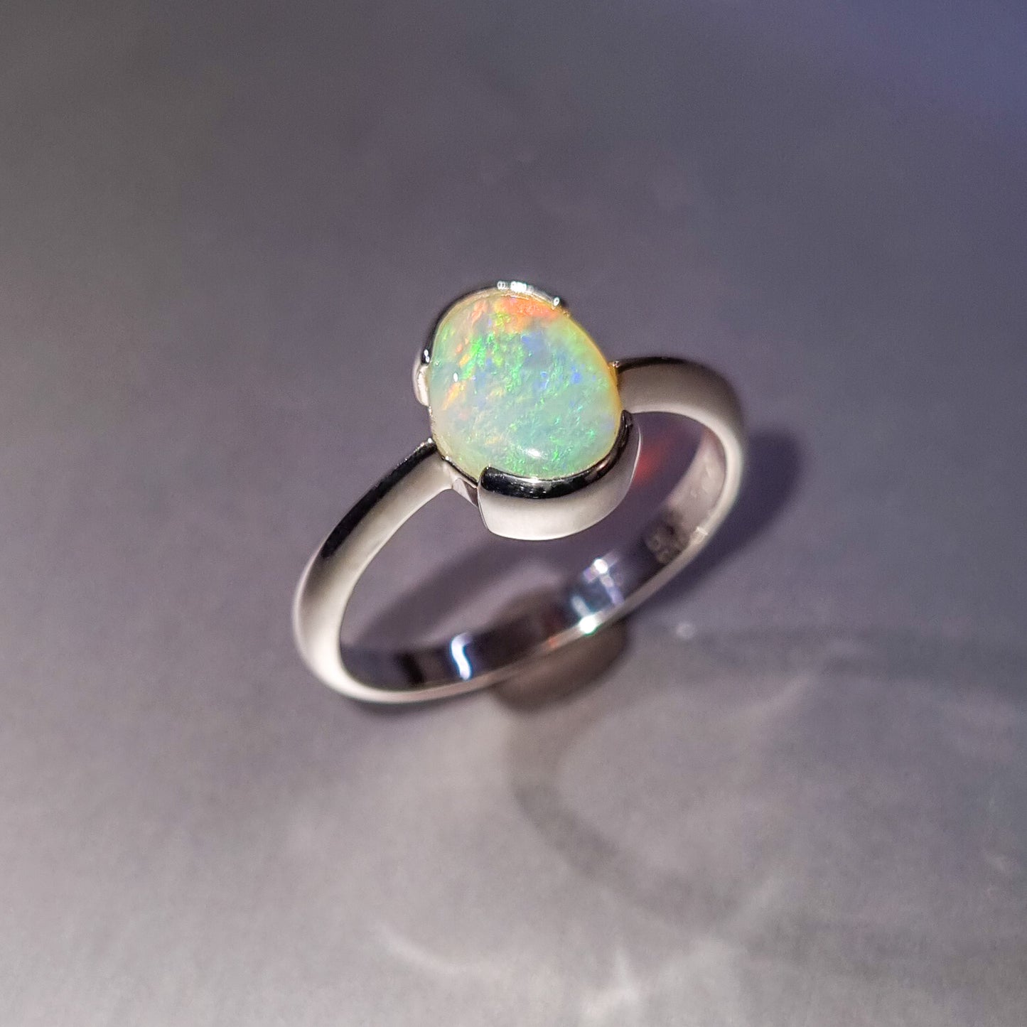 Solid Opal Silver Ring