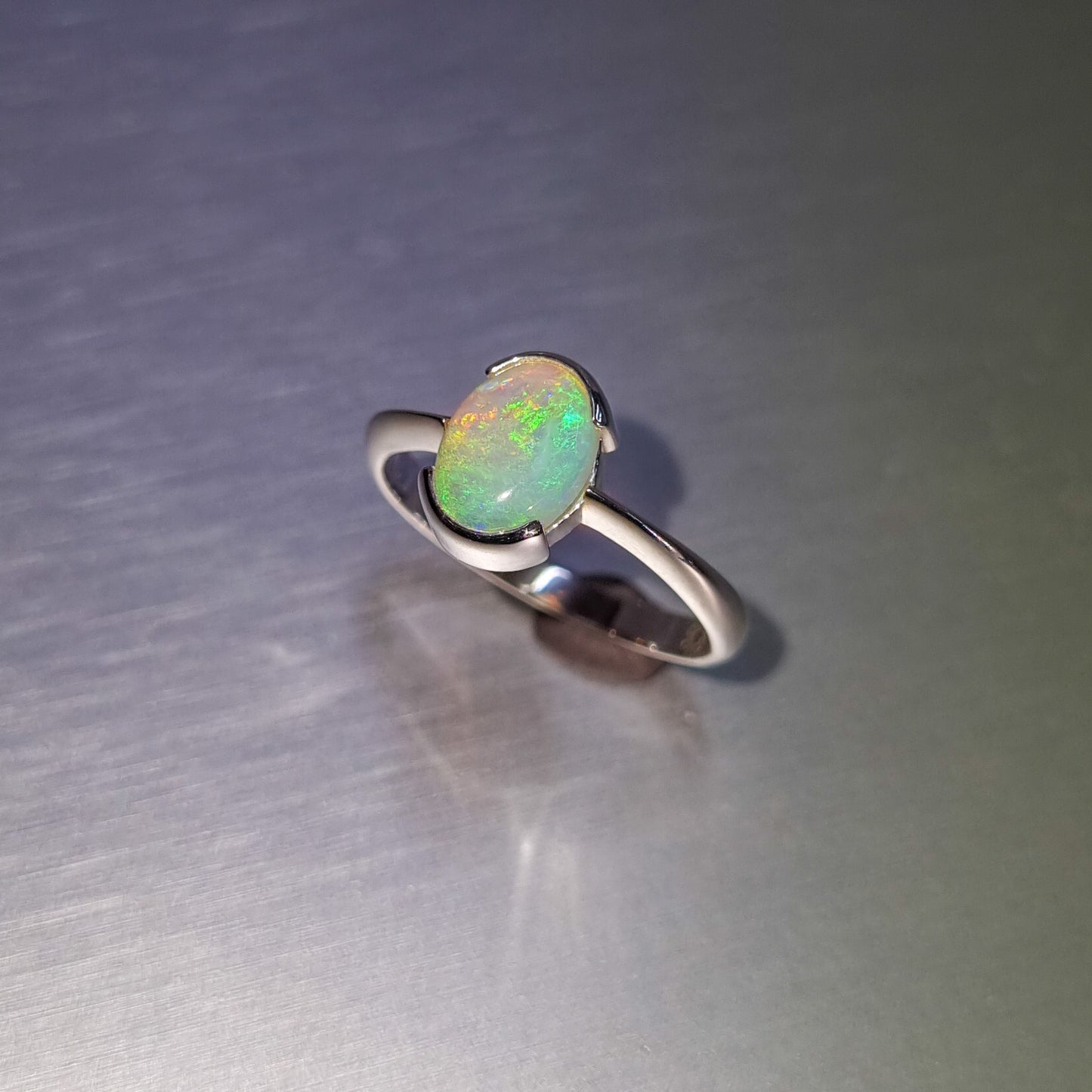 Solid Opal Silver Ring