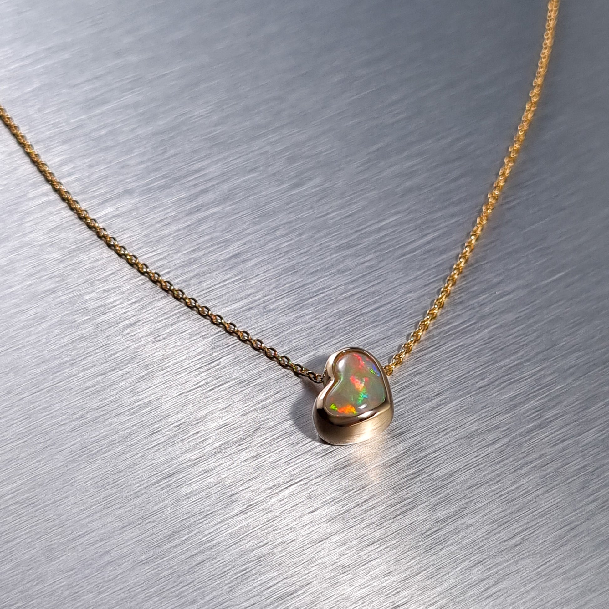 Heart Genuine Opal Jewelry Mintabie Solid Opal Heart Pendant