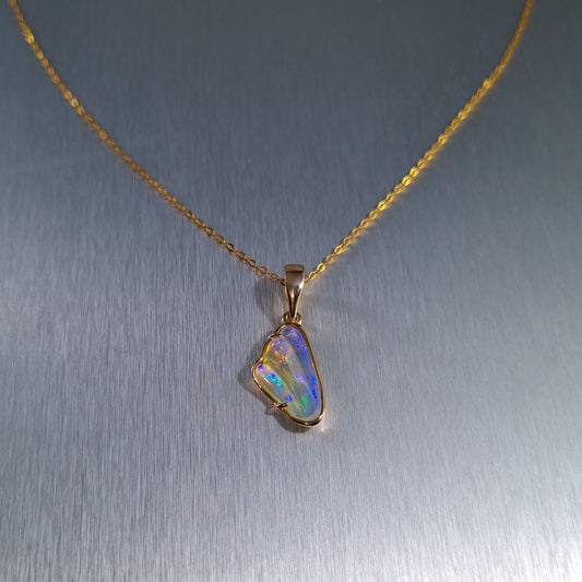Solid Carved Opal Gold Pendant