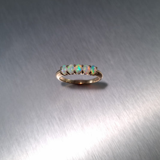 5 Stone Solid Opal Gold Ring