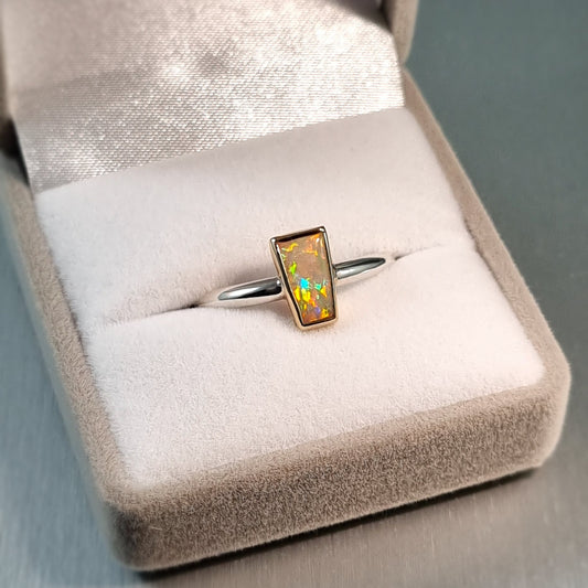 Solid Opal Two Tone Ring