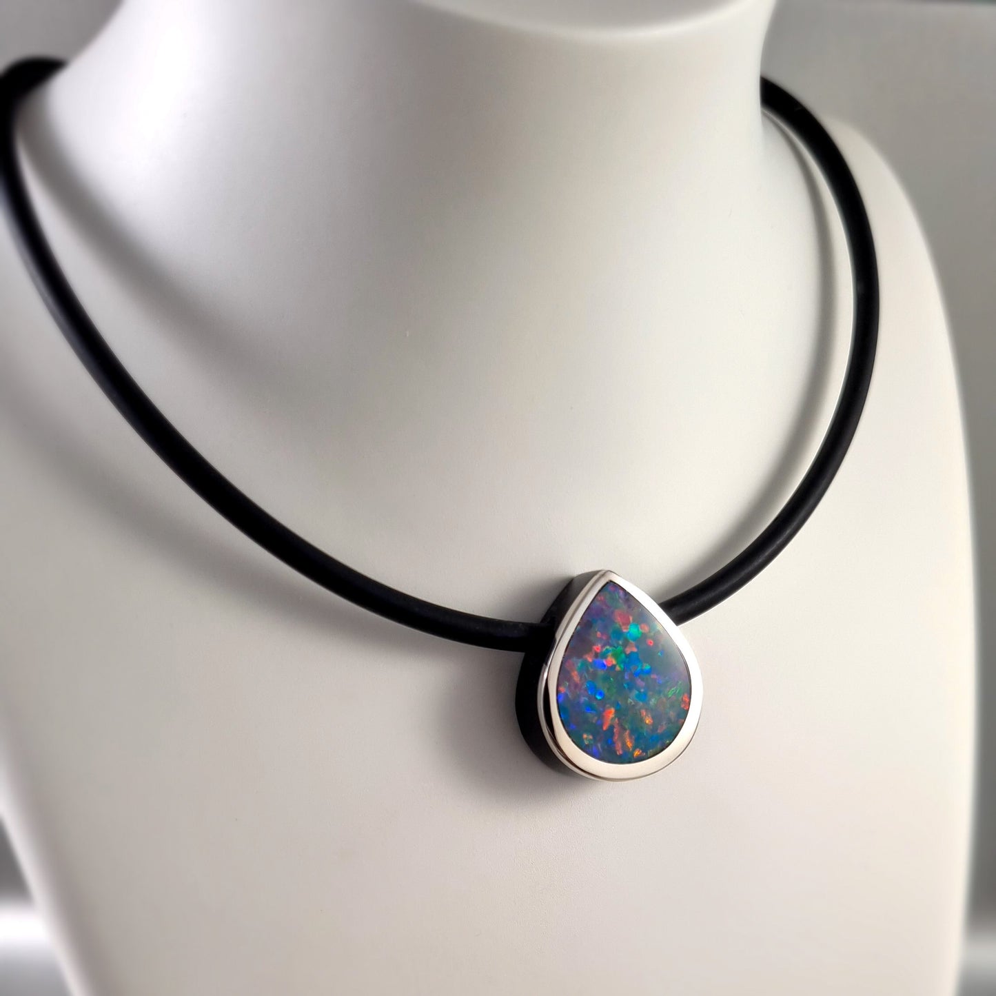 Mintabie Opal and Obsidian Pendant