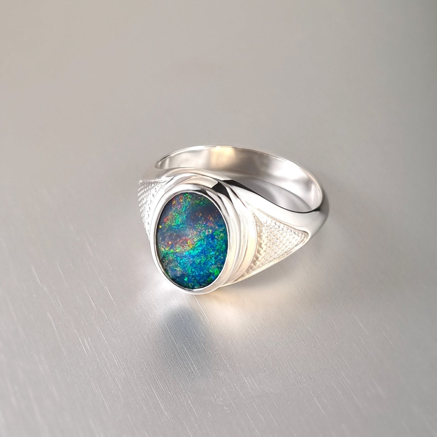 Coober Pedy Opal Doublet Ring